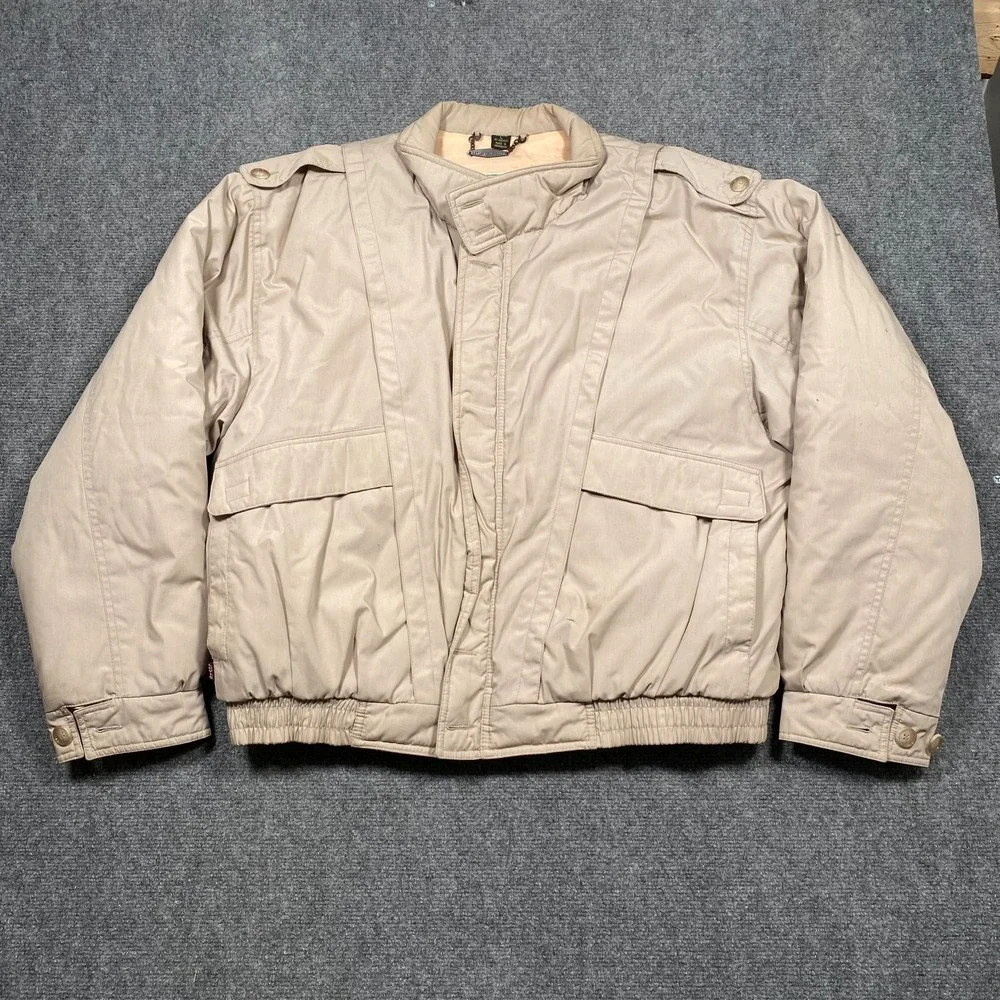 Levi's Vintage 80s Men's Winter Coat Size L‎ Beige Puffer Bomber